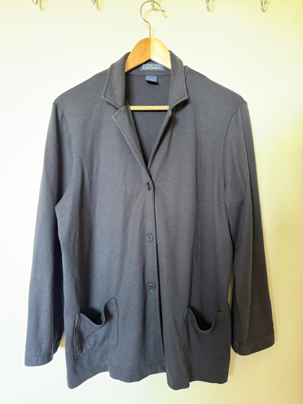 Lands’ End Navy Knit Blazer Cardigan